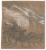 Trying to Save a Wagonload of Goods; Alfred R. Waud, Pencil, Chalk, and Paint Drawing, 1871 (ichi-37787)
