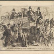 Aid for the Suffering Thousands--Col. Jim Fisk Jr. Drives a Team; Engraving, 1871 (ichi-02873)