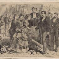 The Wedding Amid The Ruins--A Romantic Incident Following the Destruction Of Chicago; Engraving, 1871 (ichi-02931)