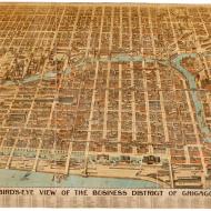 Bird's Eye View of the Business District of Chicago; Lithograph, 1898 (ichi-14892) Bird's Eye View of the Business District of Chicago; Lithograph, 1898 (ichi-14892)