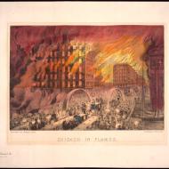 Chicago in Flames; Currier & Ives, Lithograph, ca. 1871 (ichi-23436) Chicago in Flames; Currier & Ives, Lithograph, ca. 1871 (ichi-23436)