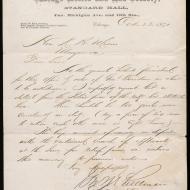 Special Request, 2; Letter of George M. Pullman to Mayor Roswell B. Mason, October 23, 1871 (ichi-63788)