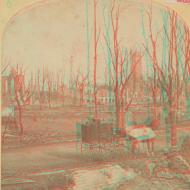 Anaglyph Version of Shaw Stereograph of View Northeast toward the Water Tower after the Fire, 1871 Anaglyph Version of Shaw Stereograph of View Northeast toward the Water Tower after the Fire, 1871