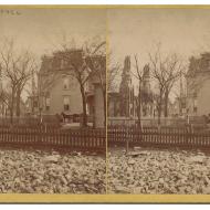 Residence of M.D. Ogden Showing the Ruins of Unity and New England Churches; Stereograph, 1871 (ichi-64159) Residence of M.D. Ogden Showing the Ruins of Unity and New England Churches; Stereograph, 1871 (ichi-64159)