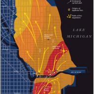 Progress of the Chicago Fire of 1871;  Michael P. Conzen with research assistance from Christopher P. Thale, and cartographic design by Dennis McClendon, from Electronic Encyclopedia of Chicago, reproduced with permission of the Newberry Library. Progress of the Chicago Fire of 1871;  Michael P. Conzen with research assistance from Christopher P. Thale, and cartographic design by Dennis McClendon, from Electronic Encyclopedia of Chicago, reproduced with permission of the Newberry Library.