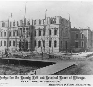 Cook County Courthouse and Jail under Construction; Photograph, ca. 1874 (ichi-02021)