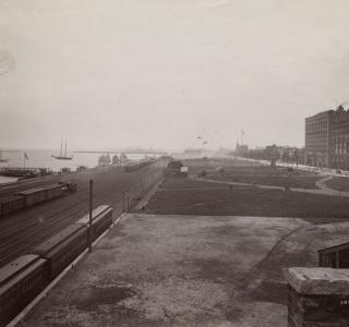 View South of Michigan Avenue from the West Side of the Illinois Central Railroad Tracks; J. W. Taylor, Photograph, ca. 1890 (ichi-20505)