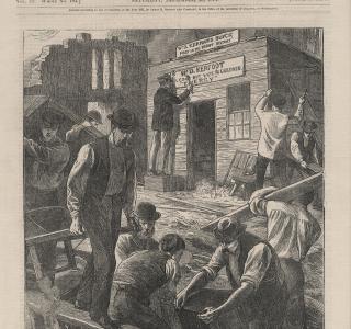 Rebuilding Chicago; Cover Illustration from Every Saturday, December 23, 1871 (ichi-63129)