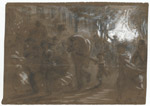 "Fleeing from the burning city"; Alfred R. Waud, Pencil, Chalk, and Paint Drawing, 1871 (ichi-37788)
