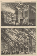 Chicago in Flames--Burning of the Chamber of Commerce and the Crosby Opera House; from Harper's Weekly, October 28, 1871 (ichi-63127)