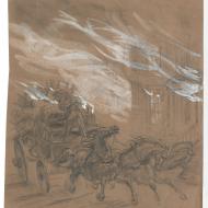 Trying to Save a Wagonload of Goods; Alfred R. Waud, Pencil, Chalk, and Paint Drawing, 1871 (ichi-37787) Trying to Save a Wagonload of Goods; Alfred R. Waud, Pencil, Chalk, and Paint Drawing, 1871 (ichi-37787)