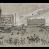 "Looking from the Lake near the River"; Alfred R. Waud, Pencil and Chalk Drawing, 1871 (ichi-64349) "Looking from the Lake near the River"; Alfred R. Waud, Pencil and Chalk Drawing, 1871 (ichi-64349)