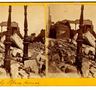 Ruins of Crosby's Opera House; Stereograph, 1871 (ichi-02767)