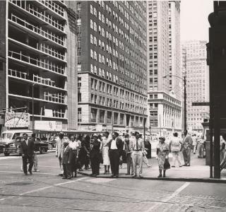 La Salle Street from the Southeast Corner of Washington Street; J. Sherwin Murphy, Photograph, 1954 (ichi-21499)