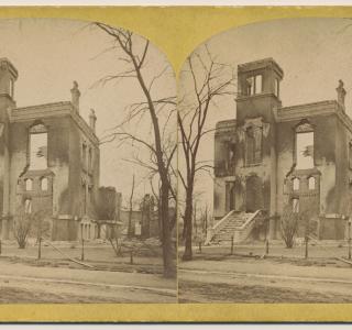 George F. Rumsey Home after the Fire; P. B. Greene, Stereograph, 1871 (ichi-29594)