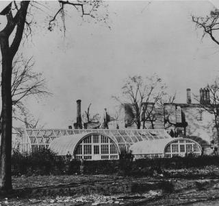 Ezra B. McCagg Conservatory and Residence after the Fire; Photograph, 1871 (ichi-31493)