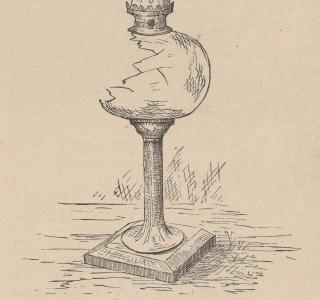 Lamp Found in O'Leary's Barn; from A. T. Andreas, History of Chicago, vol. 2, 1885 (ichi-51076)