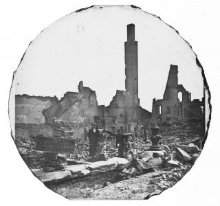The Ruins of the Tremont House; Glass Lantern Slide, 1871 (ichi-64048)