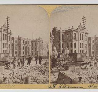 The Court House after the Fire; Lovejoy & Foster, Stereograph, 1871 (ichi-64282)