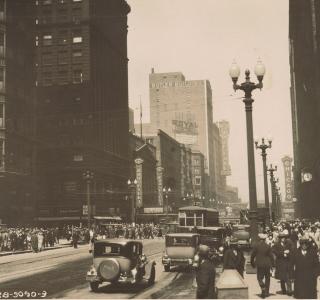 Looking North on State Street from Washington Street; Photograph, 1928 (ichi-64367)