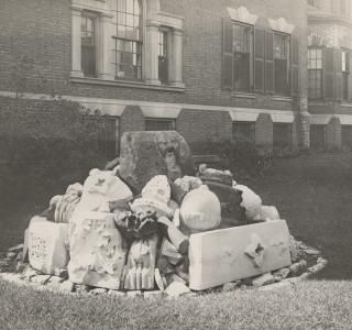 The Waubansee Stone and Other Fire Relics; Photograph, 1911 (ichi-64375)